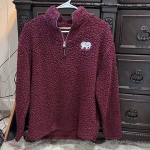 Ivory Ella Burgundy Sherpa Fleece